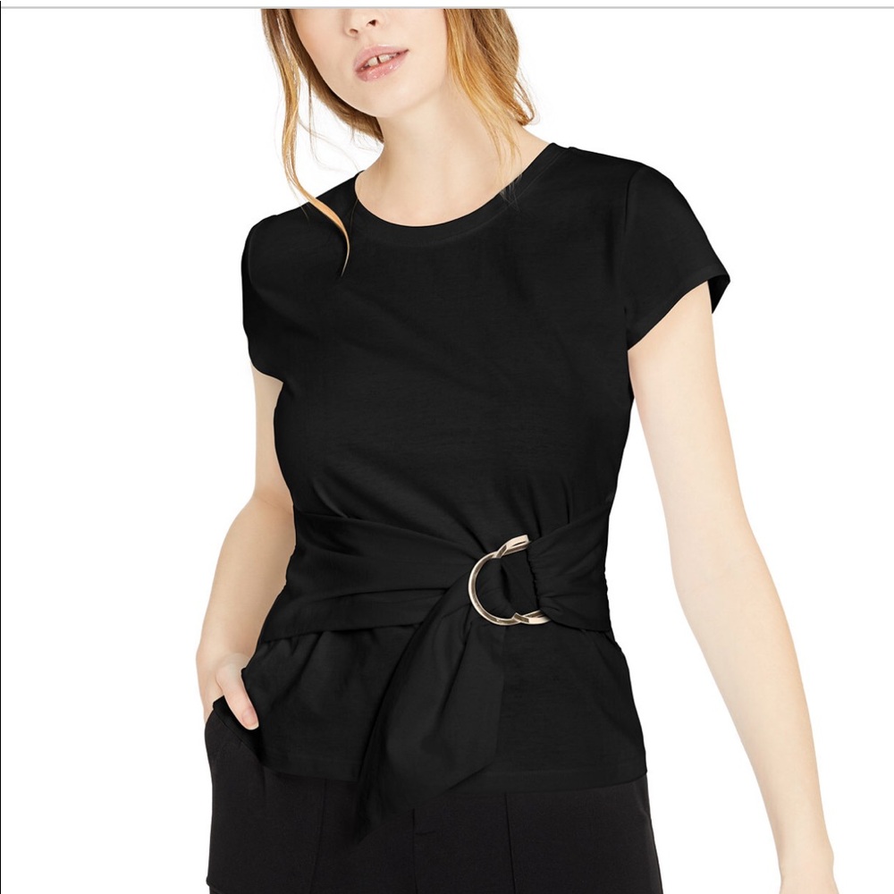 INC Cotton Belted-Detail Top